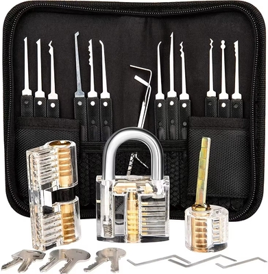 comprare 12pcs Nero Serraio Strumenti Serratura Pick Set Serratura trasparente kit di pratica di picking Strumenti fabbricazione online