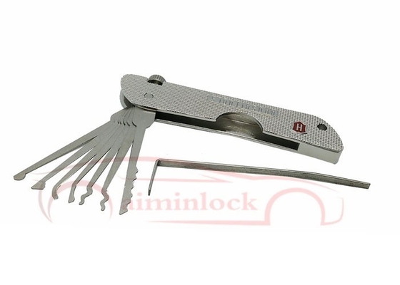 comprare Acciaio inossidabile pieghevole 7 in 1 Serratura di raccolta Set attrezzi per fabbri (argento) fabbricazione online
