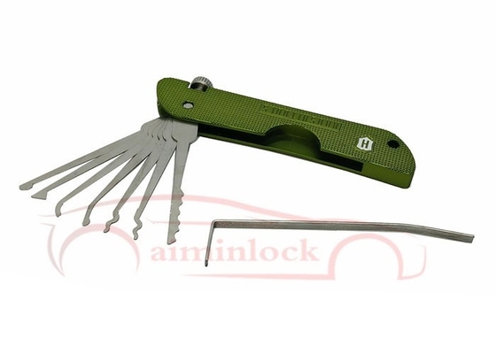 comprare Strumenti da fabbro Haoshi Pieghevole 7 in 1 Set di raccolta di serrature Strumenti da fabbro (verde) fabbricazione online