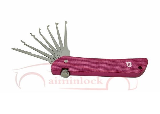 comprare Haoshi Fold Locksmith Tools Foldable 7 in 1 Lock Picking Set (Pink) fabbricazione online